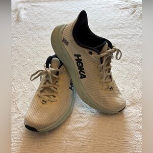 Hoka One One Solimar Womens 8B Running Shoes White, Navy with Light Blue Midsole